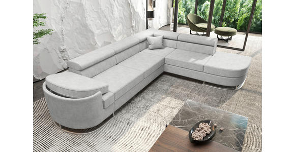 ECKSOFA in Lederlook Hellgrau  - Chromfarben/Hellgrau, KONVENTIONELL, Textil/Metall (278/224cm) - Carryhome