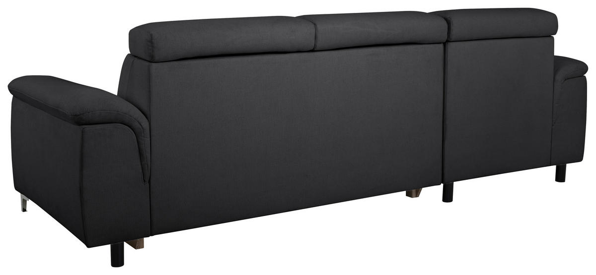 ECKSOFA in Flachgewebe Dunkelgrau  - Chromfarben/Dunkelgrau, Konventionell, Textil/Metall (175/268cm) - Carryhome