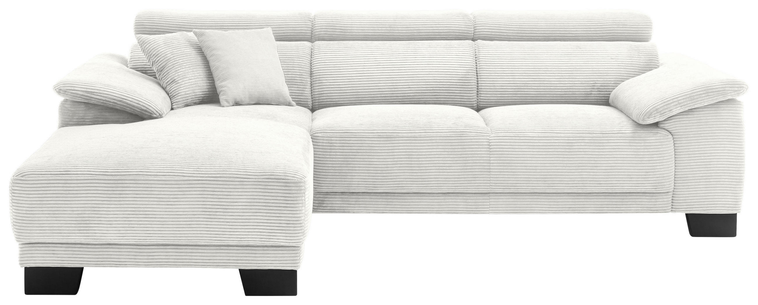 ECKSOFA in Cord Weiß  174/270 cm  - Schwarz/Weiß, Design, Holz/Textil (174/270cm) - Pure Home Lifestyle