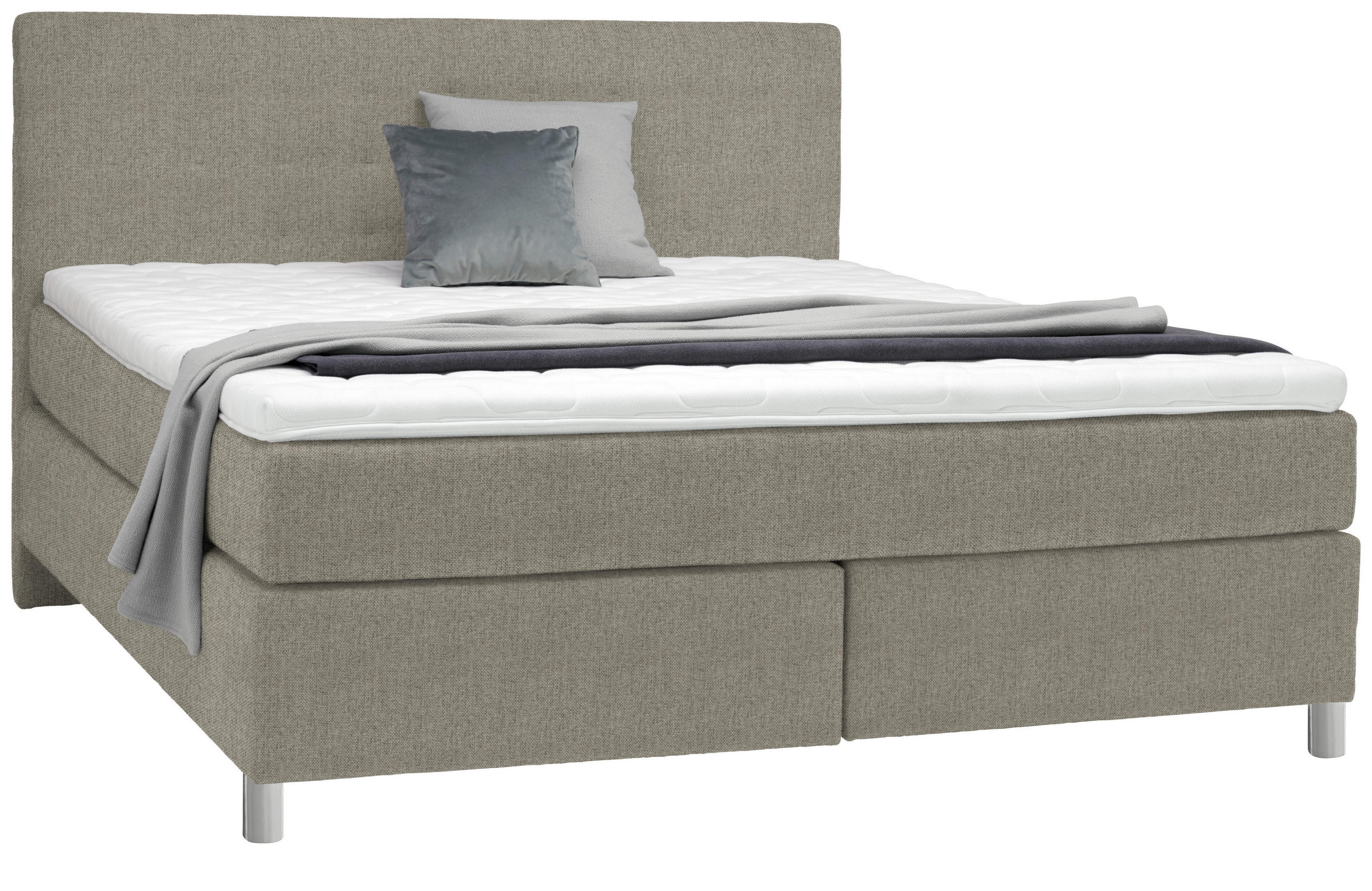 BOXSPRINGBETT 160/200 cm  in Greige  - Chromfarben/Greige, KONVENTIONELL, Kunststoff/Textil (160/200cm) - Voleo