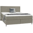 BOXSPRINGBETT 200/200 cm  in Greige  - Chromfarben/Greige, KONVENTIONELL, Kunststoff/Textil (200/200cm) - Voleo