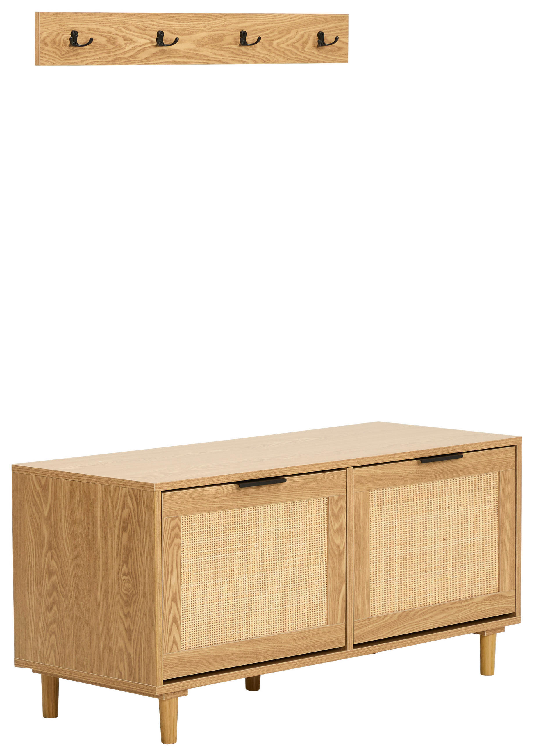 SCHUHKIPPER Kiefer, Rattan massiv Melamin, 3D-Folie Naturfarben  - Naturfarben, Natur, Holz/Holzwerkstoff (100/46,5/39cm) - MID.YOU