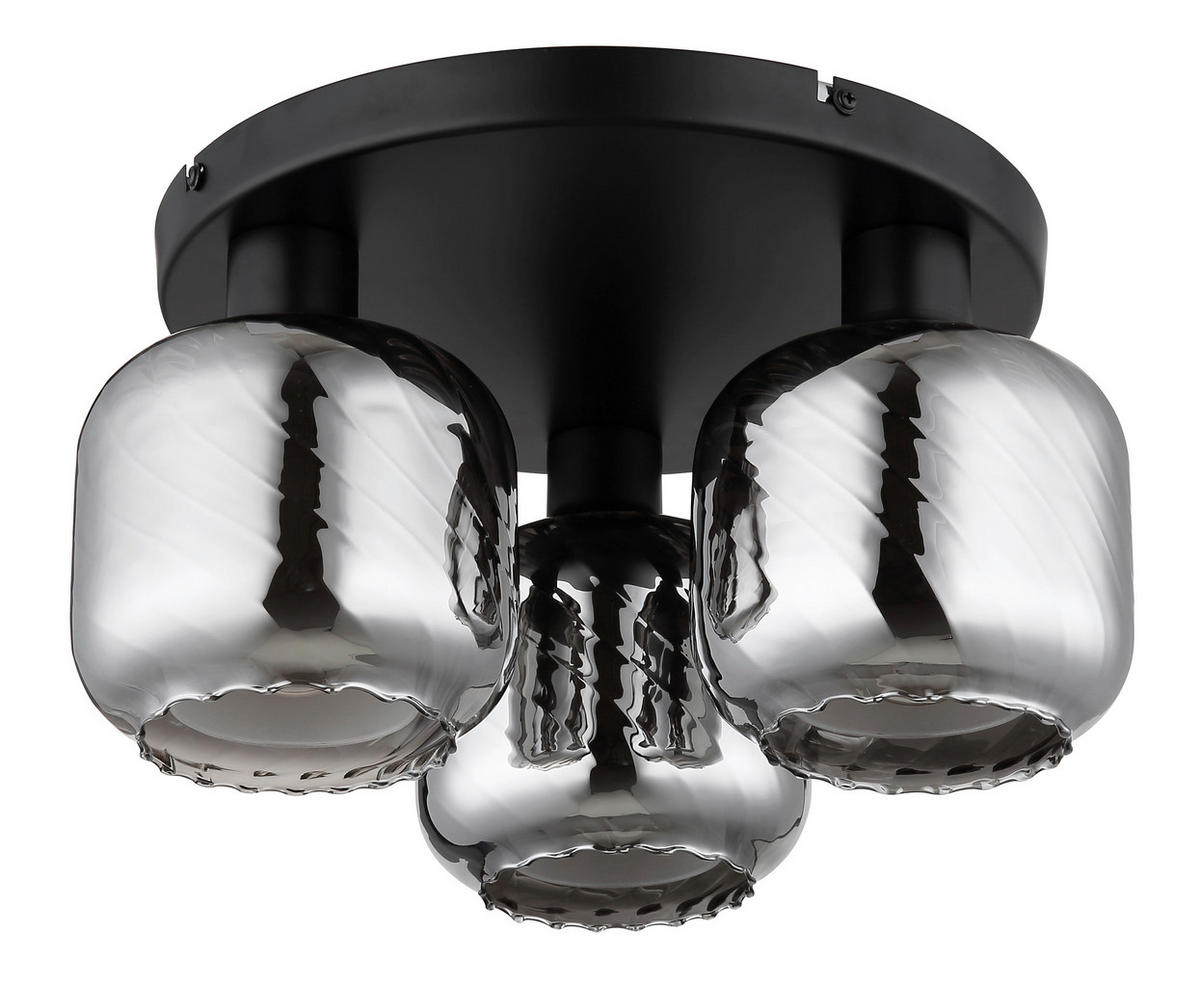 DECKENLEUCHTE XIA 37/19 cm   - Opal/Schwarz, Design, Glas/Metall (37/19cm) - Globo