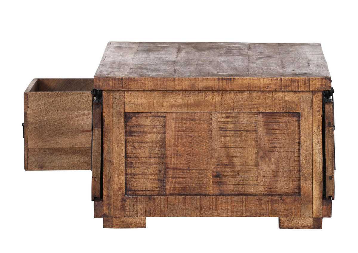 COUCHTISCH Mangoholz massiv 100/70/45 cm rechteckig Naturfarben, Schwarz  - Schwarz/Naturfarben, KONVENTIONELL, Holz/Holzwerkstoff (100/70/45cm) - Landscape