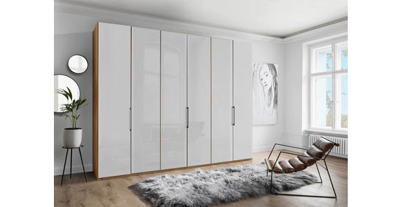 FALTTÜRENSCHRANK in Weiß, Eiche Bianco - Schieferfarben/Eiche Bianco, KONVENTIONELL, Glas/Holzwerkstoff (300/236/58cm) - Dieter Knoll