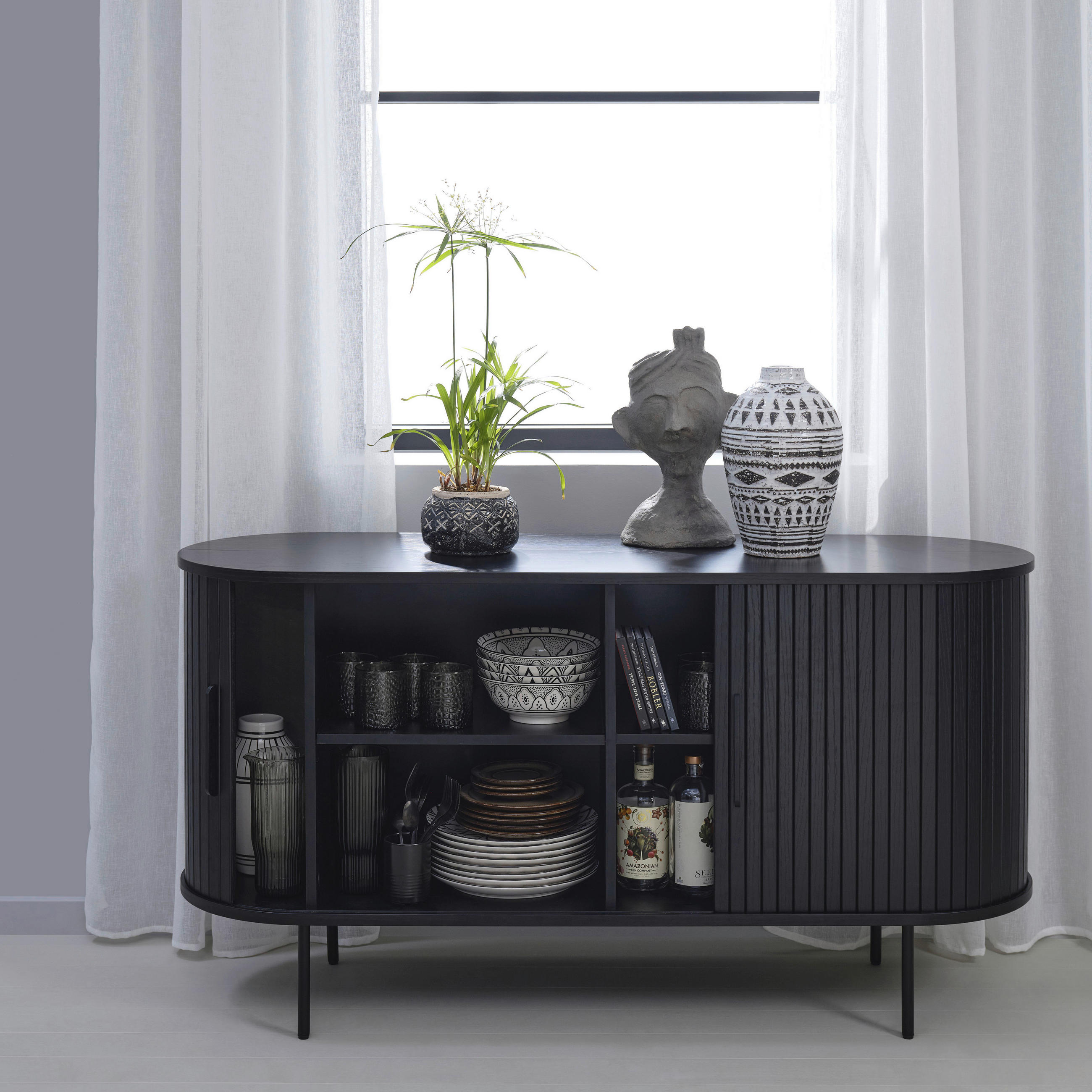 SIDEBOARD Schwarz  140/76/45 cm  - Schwarz, Trend, Holz/Holzwerkstoff (140/76/45cm) - Xora