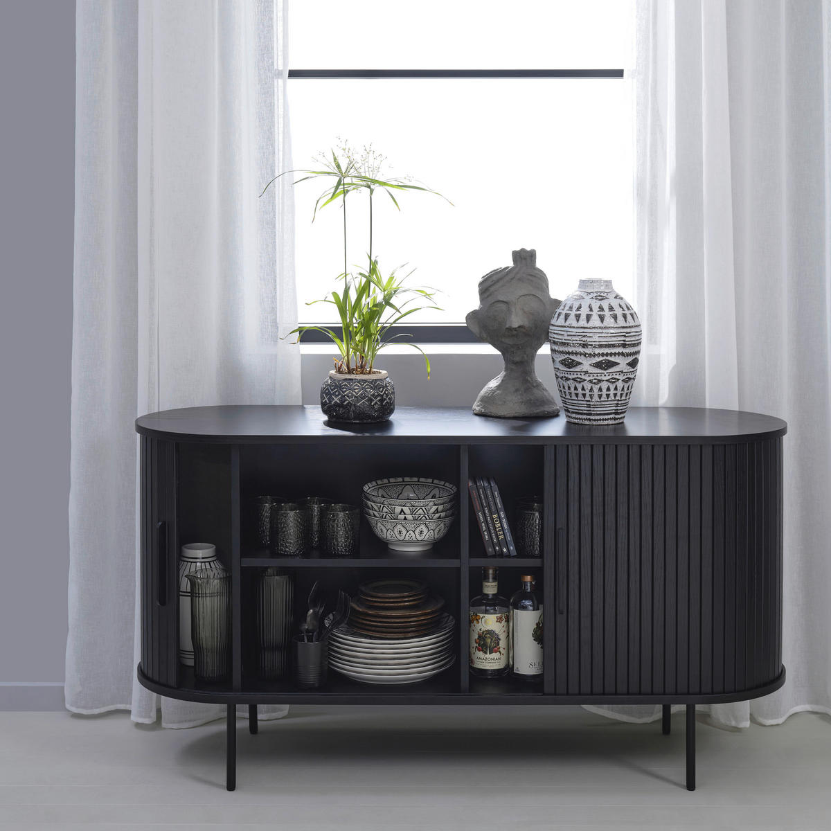 SIDEBOARD Schwarz  140/76/45 cm  - Schwarz, Trend, Holz/Holzwerkstoff (140/76/45cm) - Xora