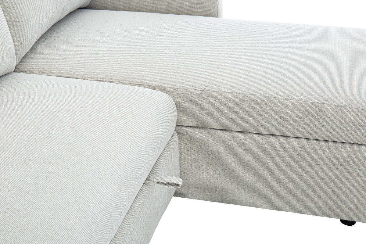 ECKSOFA Leinenoptik Beige  - Beige/Schwarz, Design, Kunststoff/Textil (152,5/225,5cm) - Livetastic