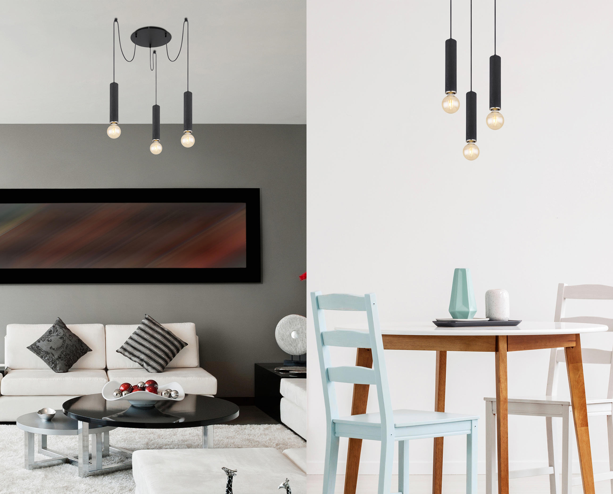 HÄNGELEUCHTE Marion 35/160 cm   - Schwarz/Nickelfarben, Basics, Holz/Metall (35/160cm) - Globo
