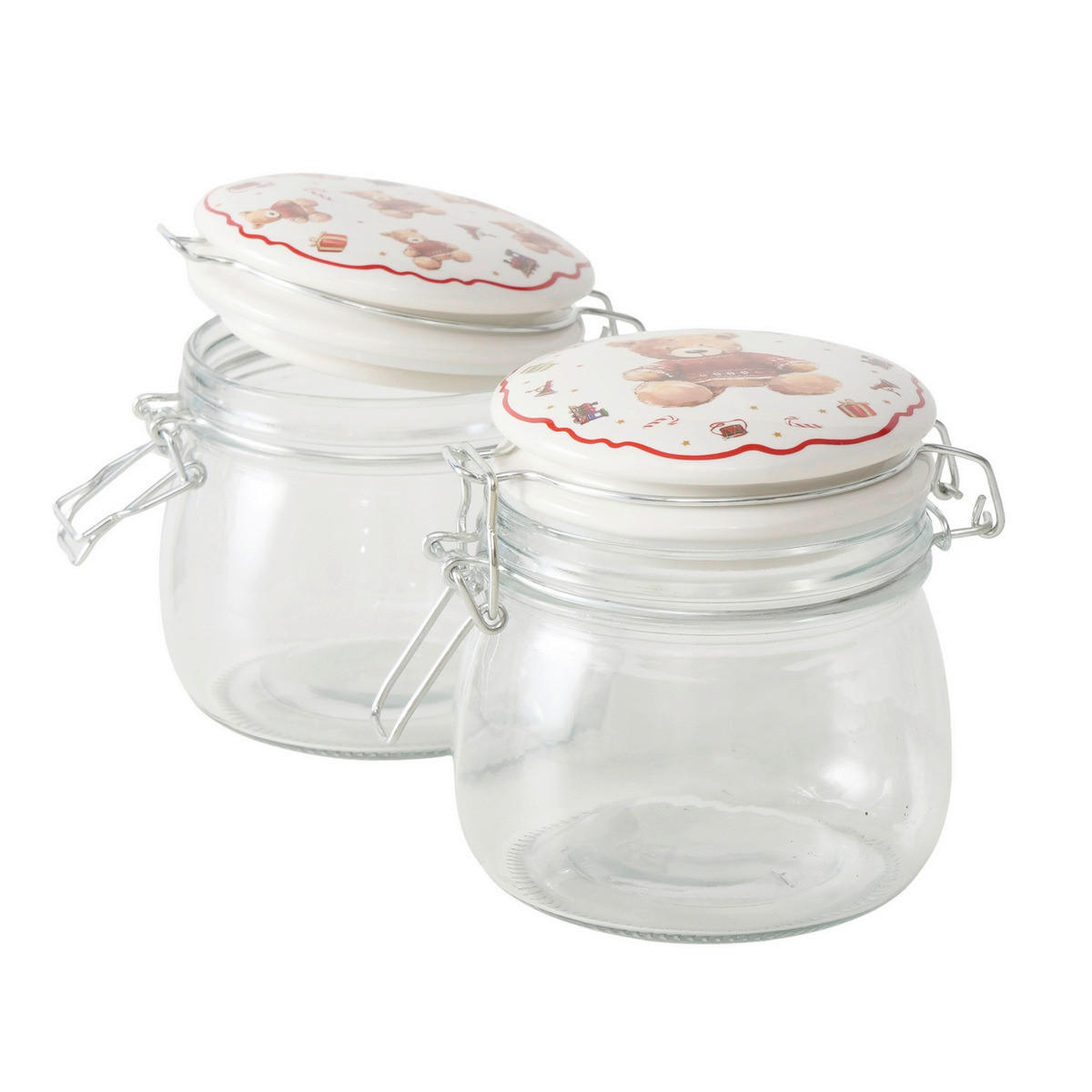 SKLENĚNÁ DÓZA NA POTRAVINY  - průhledné/hnědá, Basics, kov/plast (13,5/11/11,5cm)