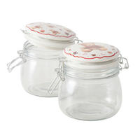 SKLENĚNÁ DÓZA NA POTRAVINY  - průhledné/hnědá, Basics, kov/plast (13,5/11/11,5cm)