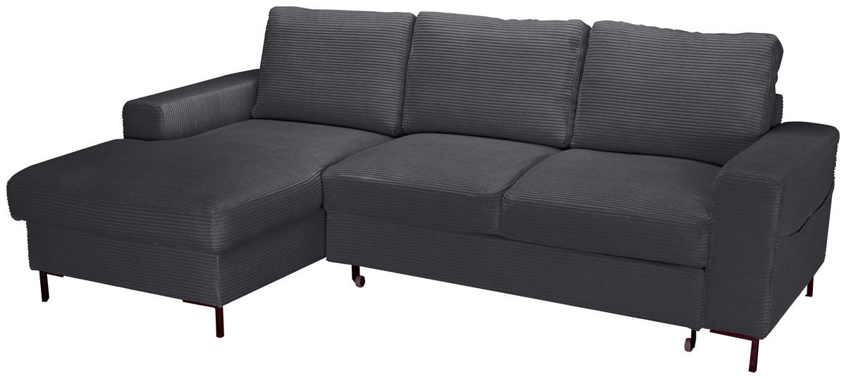 ECKSOFA Anthrazit Cord  - Anthrazit/Schwarz, KONVENTIONELL, Textil/Metall (150/240cm) - Carryhome