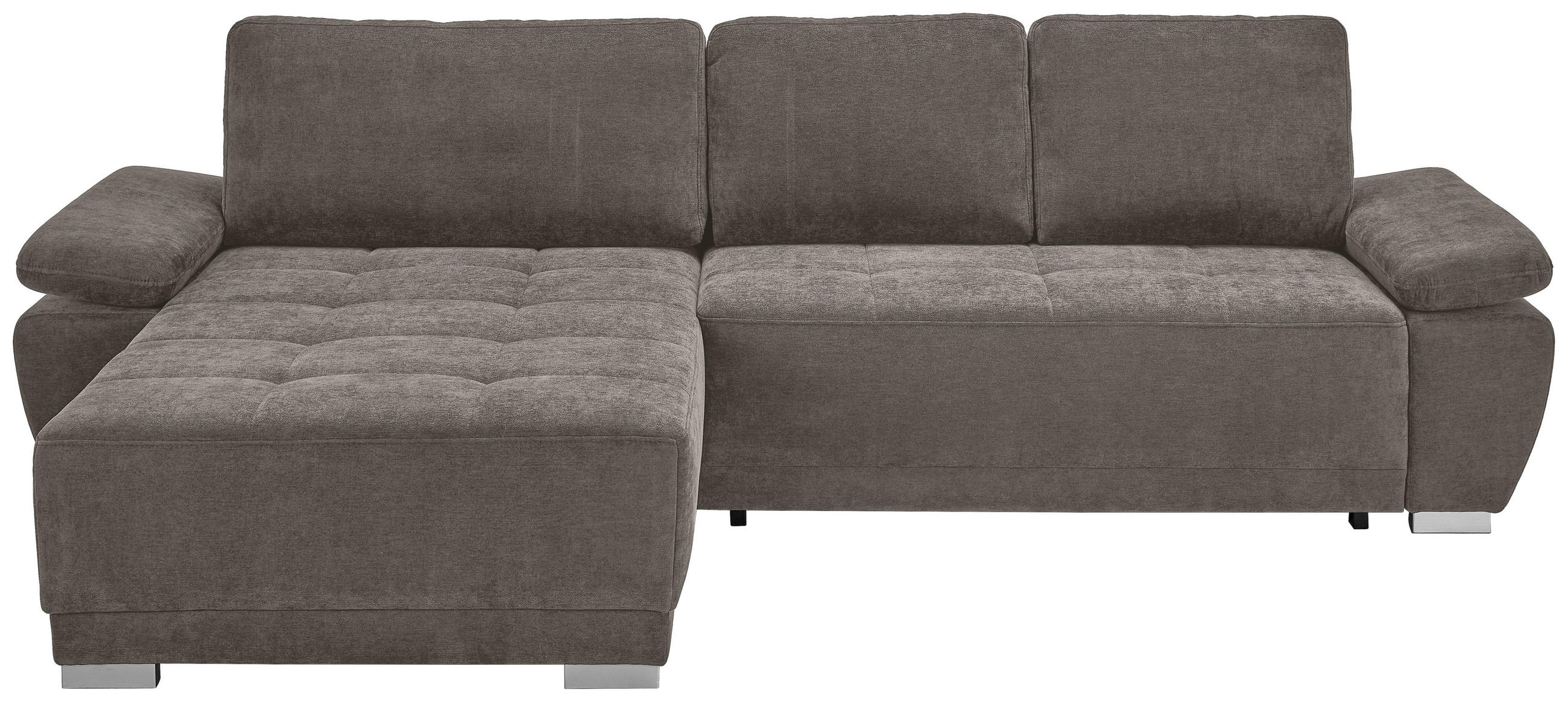 ECKSOFA Taupe Chenille  - Taupe/Silberfarben, KONVENTIONELL, Holz/Textil (187/293cm) - Carryhome
