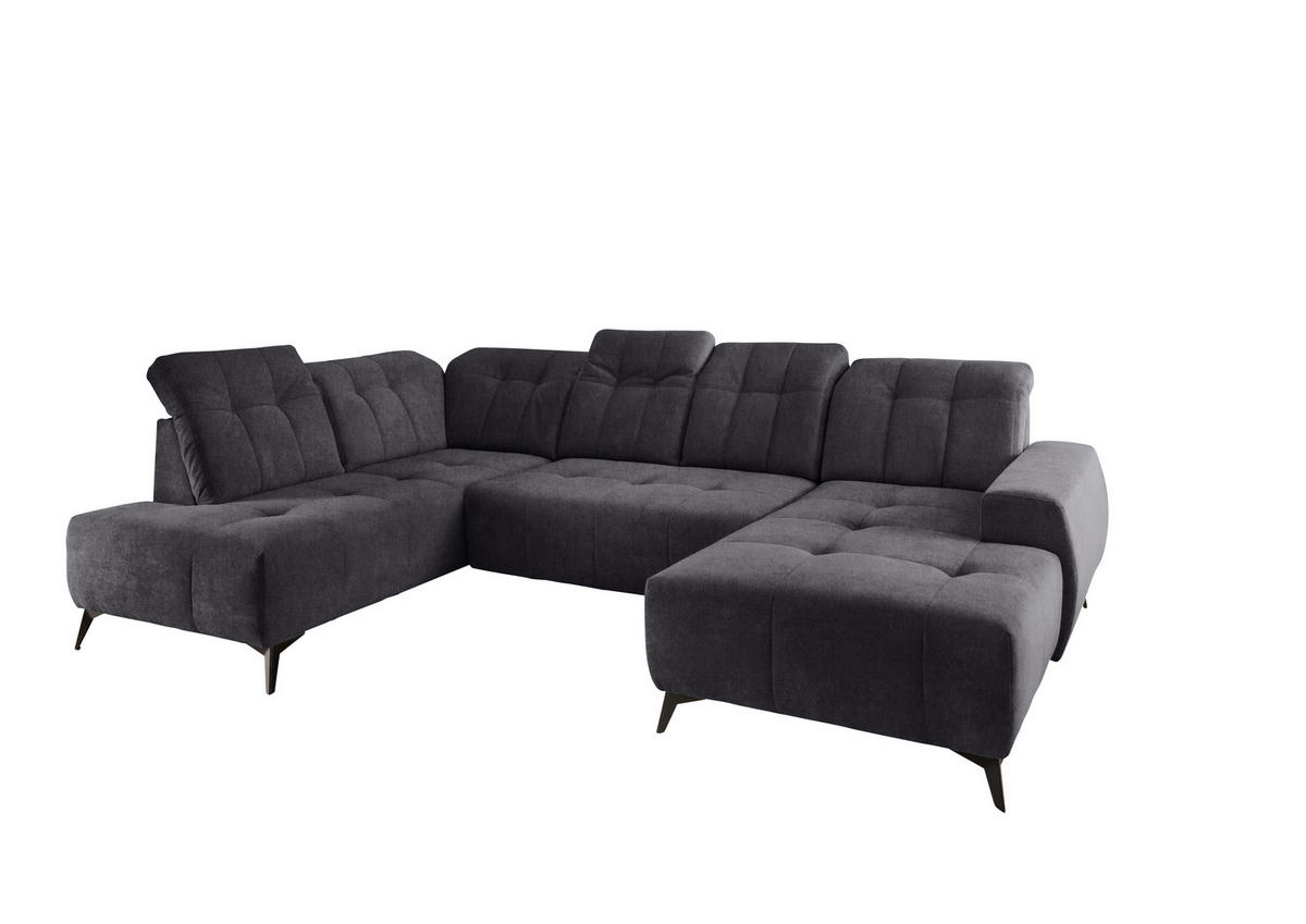 WOHNLANDSCHAFT in Mikrofaser Anthrazit  - Anthrazit/Schwarz, Modern, Textil/Metall (200/337/180cm) - Livetastic