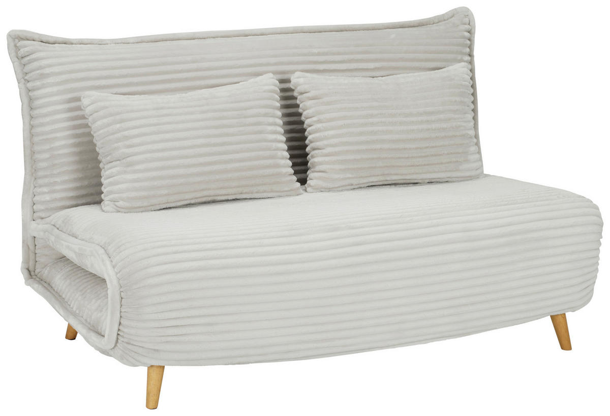 SCHLAFSOFA Cord Weiß  - Walnussfarben/Weiß, MODERN, Holz/Textil (92/216/87/26/150cm) - Livetastic