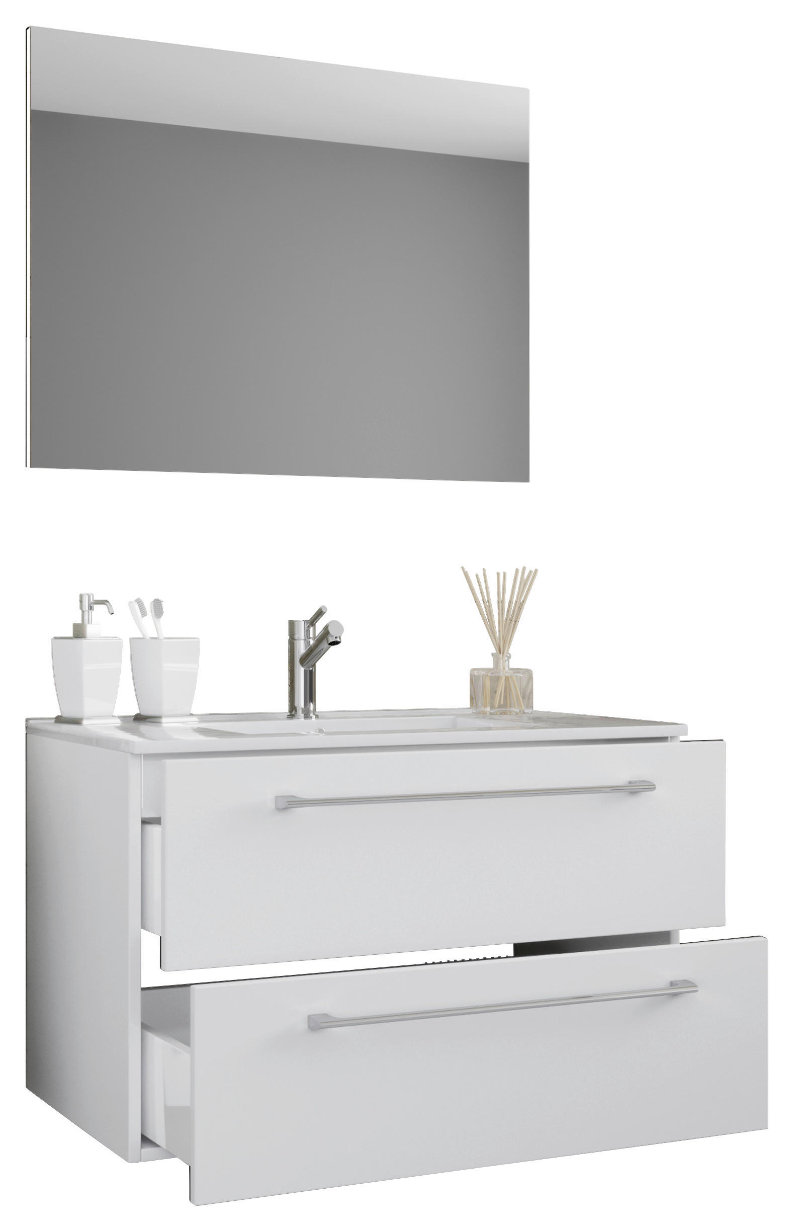 BADRUM 80 cm - vit/aluminiumfärg, Modern, metall/trämaterial (80cm) - MID.YOU
