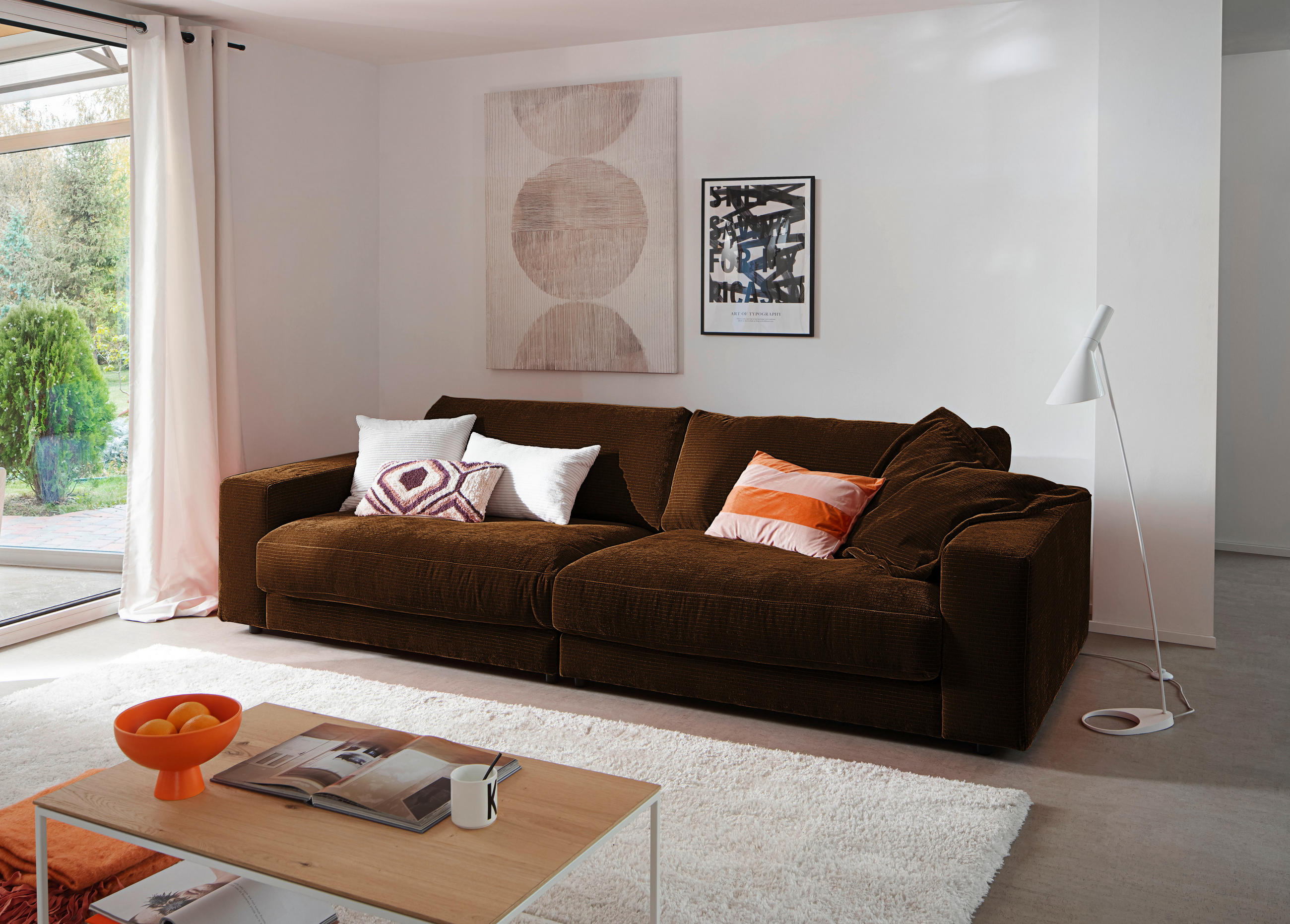 3-SITZER-SOFA in Chenille Messingfarben  - Messingfarben/Schwarz, Design, Kunststoff/Textil (290/86/127cm) - Lomoco