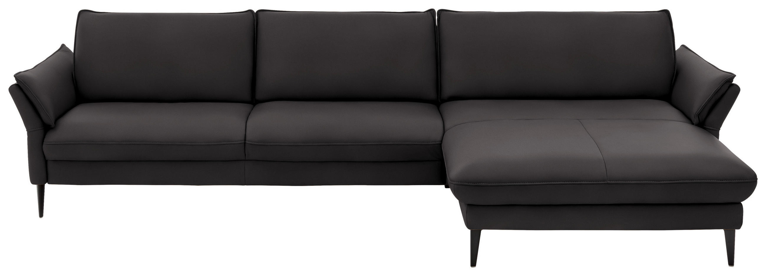 ECKSOFA inkl. Funktion Dunkelbraun Echtleder  - Dunkelbraun/Schwarz, Design, Leder/Metall (334/172cm) - Hukla