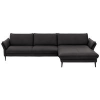 ECKSOFA inkl. Funktion Dunkelbraun Echtleder  - Dunkelbraun/Schwarz, Design, Leder/Metall (334/172cm) - Hukla