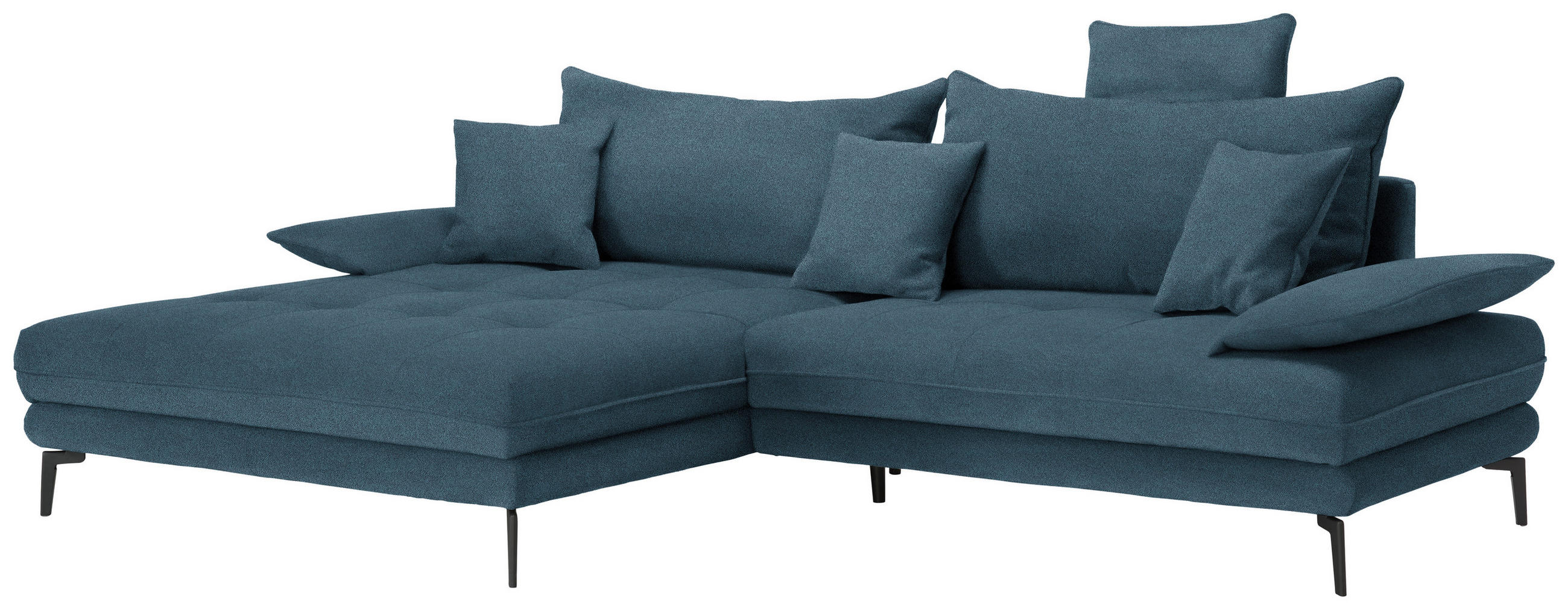 ECKSOFA in Mikrofaser Blau  176/292 cm  - Blau/Schwarz, MODERN, Textil/Metall (176/292cm) - Carryhome