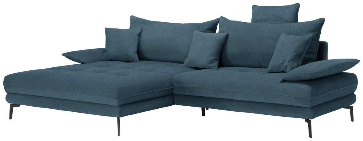 ECKSOFA in Mikrofaser Blau  176/292 cm  - Blau/Schwarz, MODERN, Textil/Metall (176/292cm) - Carryhome