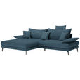 ECKSOFA in Mikrofaser Blau  - Blau/Schwarz, MODERN, Textil/Metall (173/297cm) - Carryhome