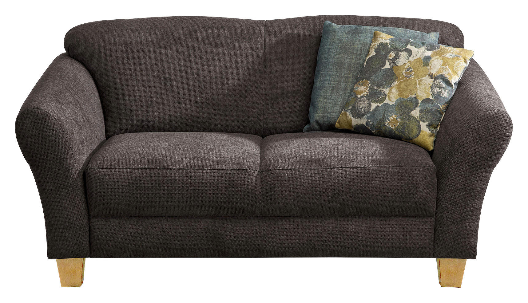 2-SITZER-SOFA Flachgewebe Dunkelbraun  - Dunkelbraun/Naturfarben, KONVENTIONELL, Holz/Textil (163/84/89cm) - Sit & More
