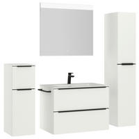 BADEZIMMER 5-teilig  in 141 cm  - Schwarz/Weiß, MODERN, Holzwerkstoff/Stein (141cm) - Nobilia