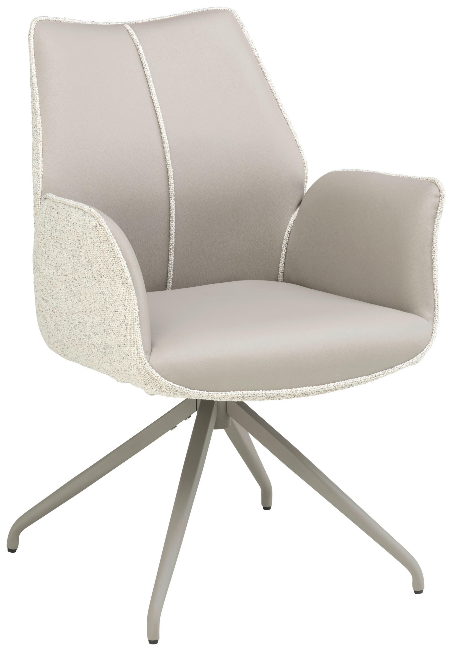 ARMLEHNSTUHL  in Eisen Lederlook, Leinenoptik  - Champagner/Grau, KONVENTIONELL, Textil/Metall (61/82,5/61cm) - Livetastic