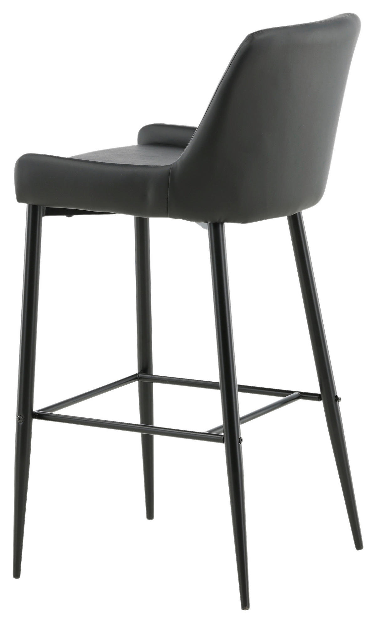 BARHOCKER-SET Lederlook (vegan) Schwarz Stahl abwischbar  - Schwarz, Design, Kunststoff/Textil (48/105/57cm) - Livetastic
