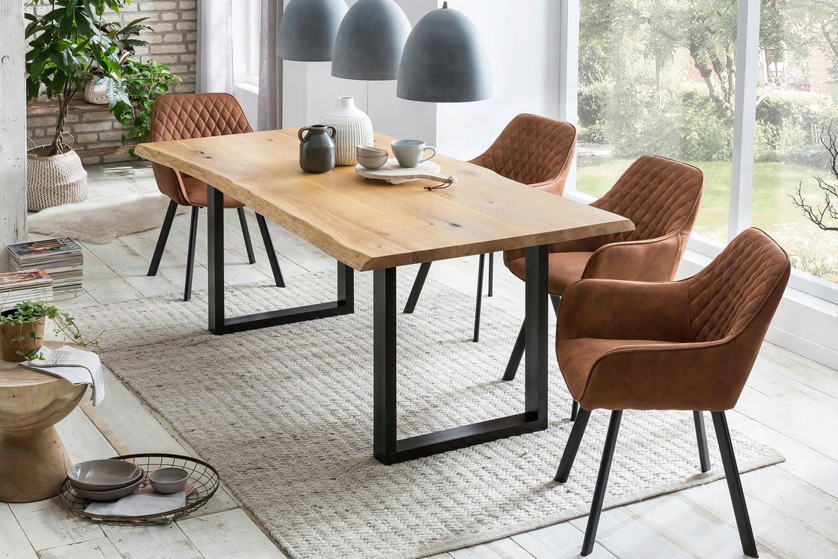SADA STOLIČIEK S PODRÚČKAMI 2 kus - hnedá/čierna, Modern, kov/textil (56,5/83/63cm) - Livetastic
