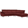 ECKSOFA in Flachgewebe Bordeaux  - Bordeaux/Beige, Design, Textil/Metall (271/242cm) - Cantus