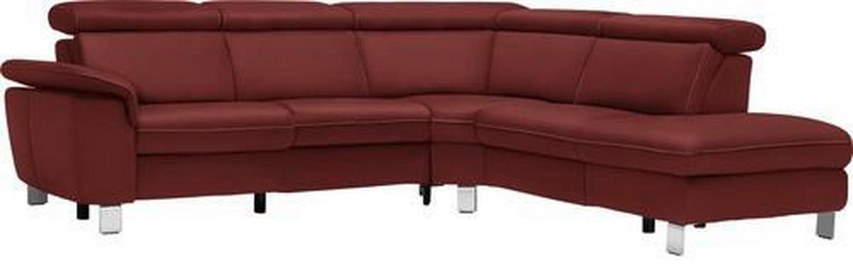 ECKSOFA in Flachgewebe Bordeaux  - Bordeaux/Beige, Design, Textil/Metall (271/239cm) - Cantus