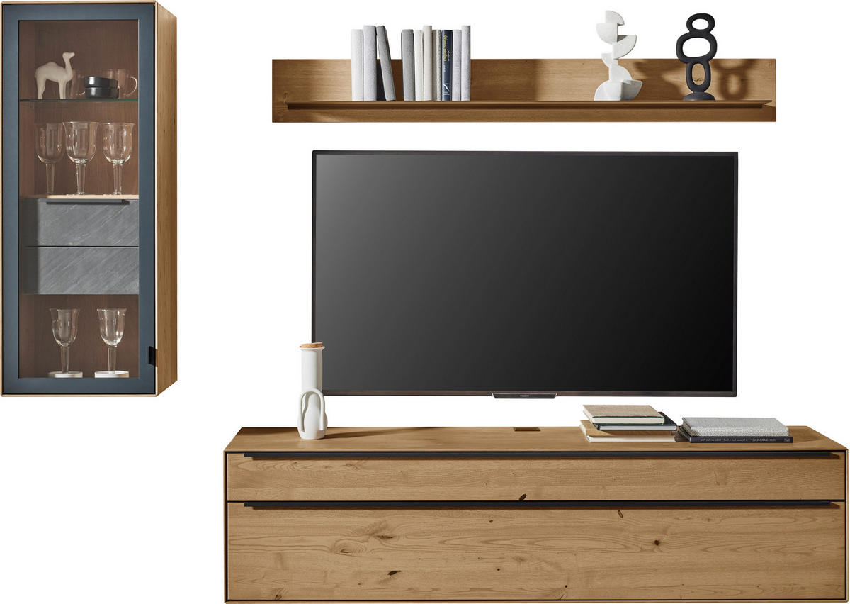 WOHNWAND  Anthrazit, Kastanienfarben 244/177,8/47,1 cm  - Kastanienfarben/Anthrazit, Natur, Glas/Holz (244/177,8/47,1cm) - Valnatura