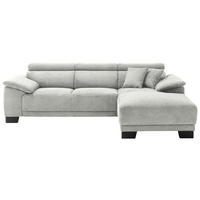 ECKSOFA in Cord Hellgrau  - Hellgrau/Schwarz, Design, Holz/Textil (270/174cm) - Pure Home Lifestyle