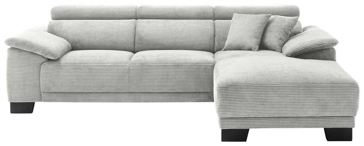 ECKSOFA in Cord Hellgrau  - Hellgrau/Schwarz, Design, Holz/Textil (270/174cm) - Pure Home Lifestyle