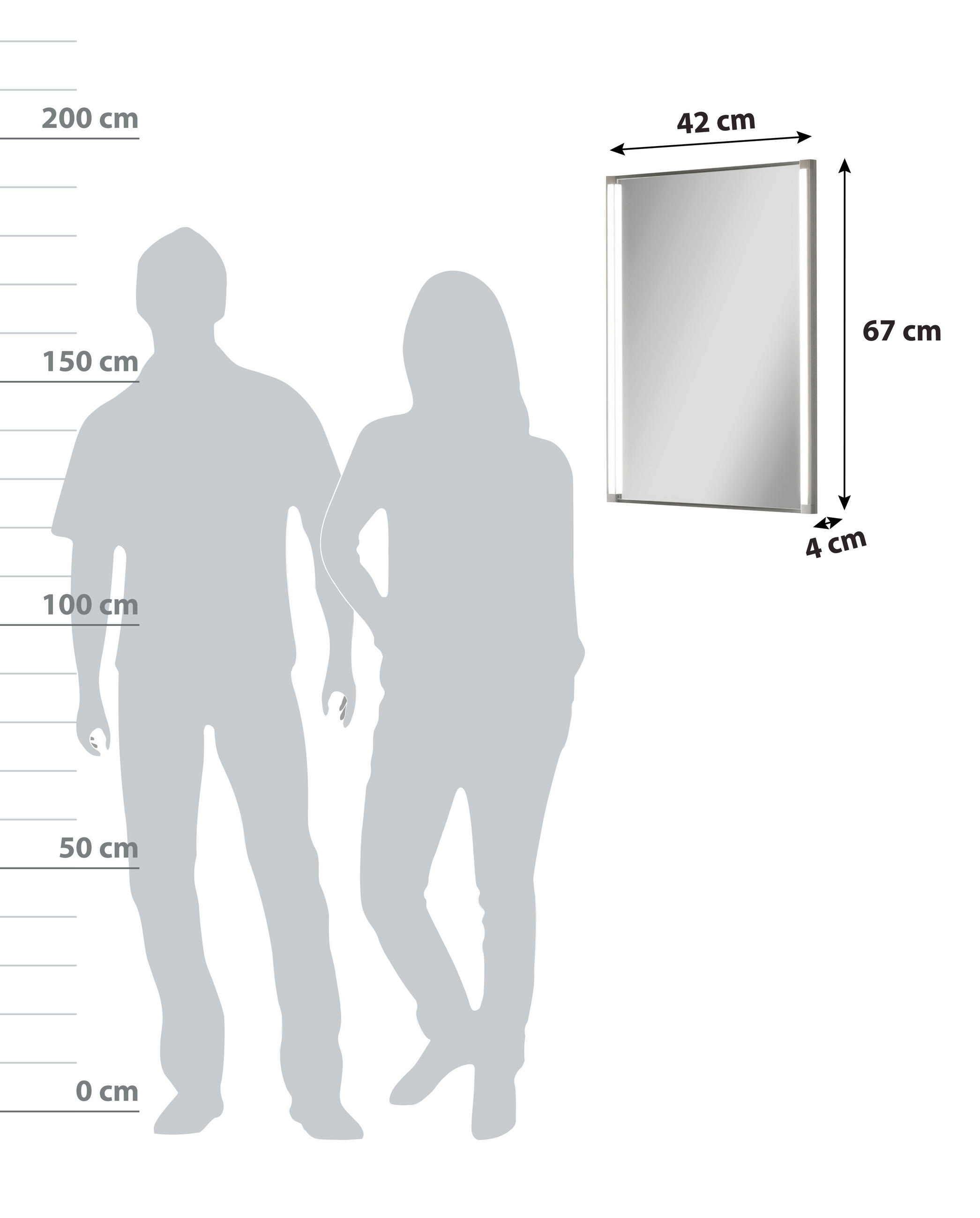 BADEZIMMERSPIEGEL 42/67/4 cm  - Alufarben, MODERN, Glas/Holzwerkstoff (42/67/4cm) - MID.YOU