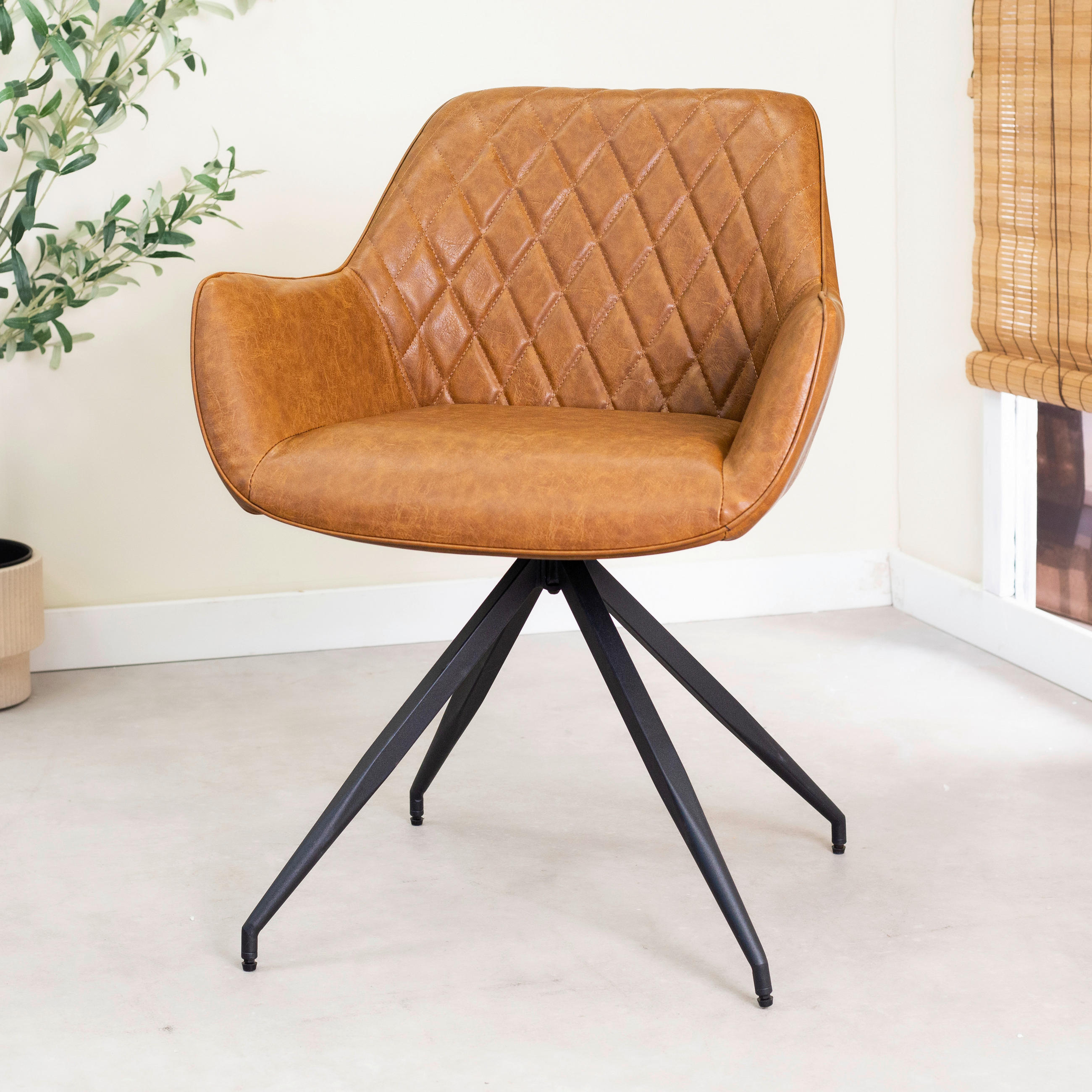 SADA ŽIDLÍ S PODRUČKAMI 2 kusy - koňaková, Konvenční, kov/textil (62/82/61cm) - MID.YOU