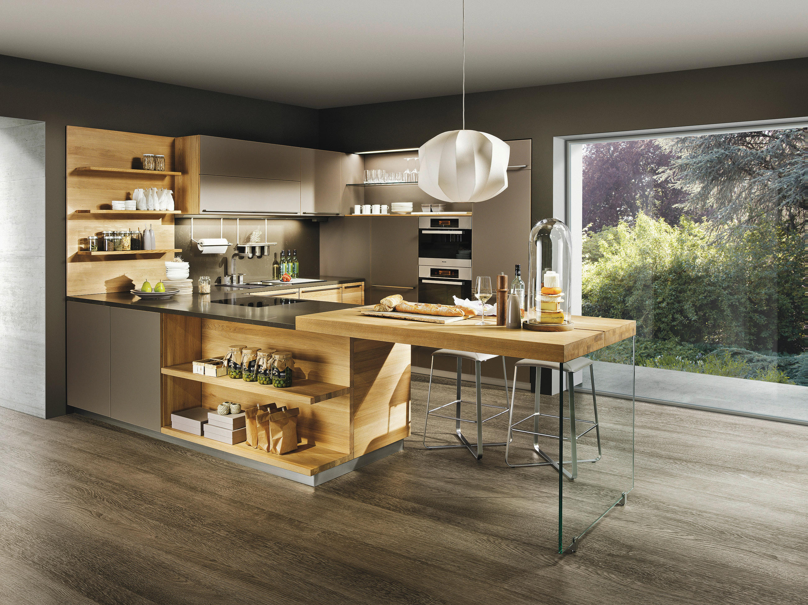 EINBAUKÜCHE LINEE  - Taupe/Eichefarben, Design, Holz - TEAM 7