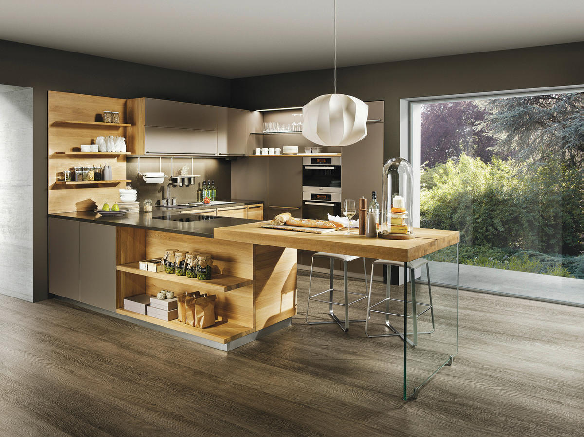 EINBAUKÜCHE   - Taupe/Eichefarben, Natur, Holz - TEAM 7