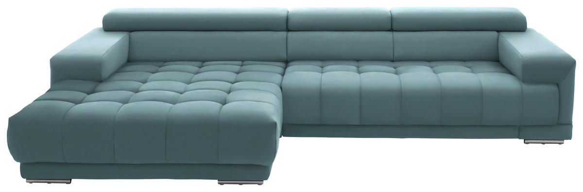 ECKSOFA Mikrofaser Hellblau  - Silberfarben/Hellblau, Design, Textil/Metall (190/335cm) - Beldomo Speed