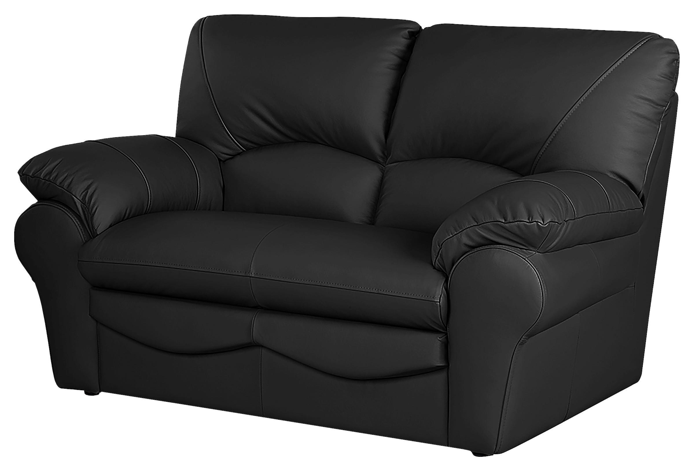 2-SITZER-SOFA in Echtleder Schwarz - Schwarz, Design, Leder/Kunststoff (150/92/85cm) - Livetastic