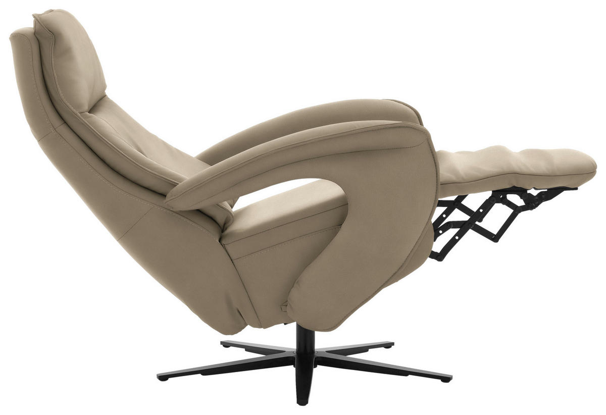 RELAXSESSEL in Leder Hellbraun  - Hellbraun/Schwarz, Design, Leder/Metall (77/110/87cm) - Valdera