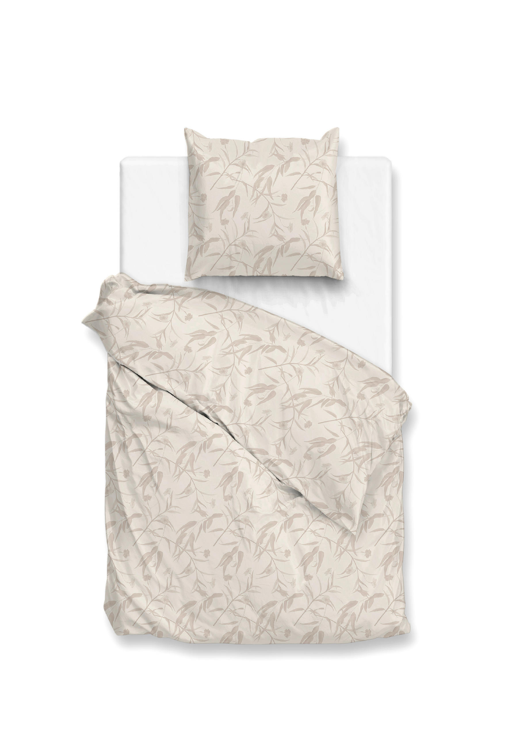 BETTWÄSCHE 2-teilig Fiori-di-Satinado Makosatin 135/200 cm  - Elfenbein, Basics, Textil (135/200cm)