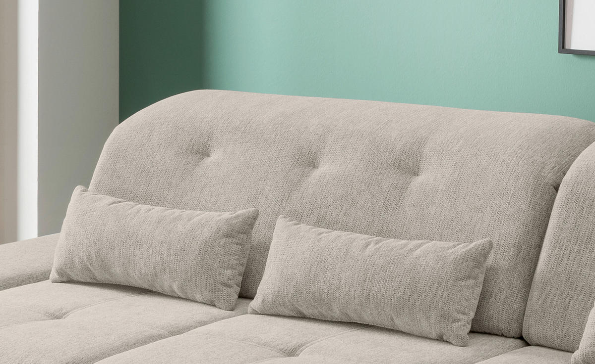 ECKSOFA in Chenille Beige  - Chromfarben/Beige, Design, Textil/Metall (280/254cm) - Livetastic