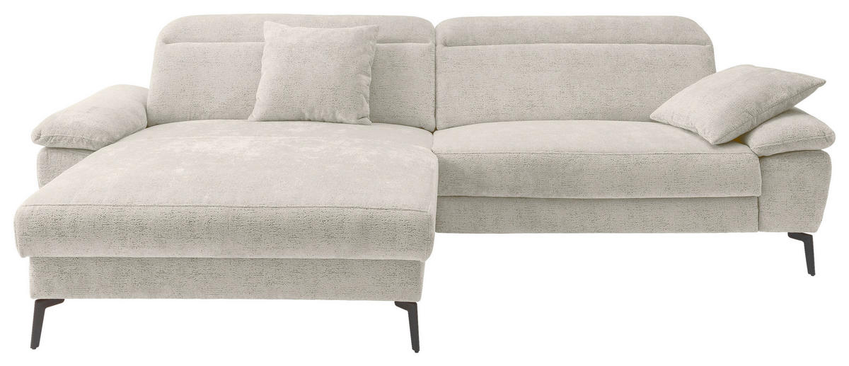 ECKSOFA Struktur Creme  - Creme/Schwarz, Konventionell, Textil/Metall (178/300cm) - Livetastic