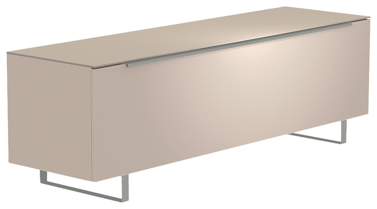 LOWBOARD Alufarben, Sandfarben  160/51/45 cm  - Sandfarben/Alufarben, Design, Glas/Holzwerkstoff (160/51/45cm) - Moderano