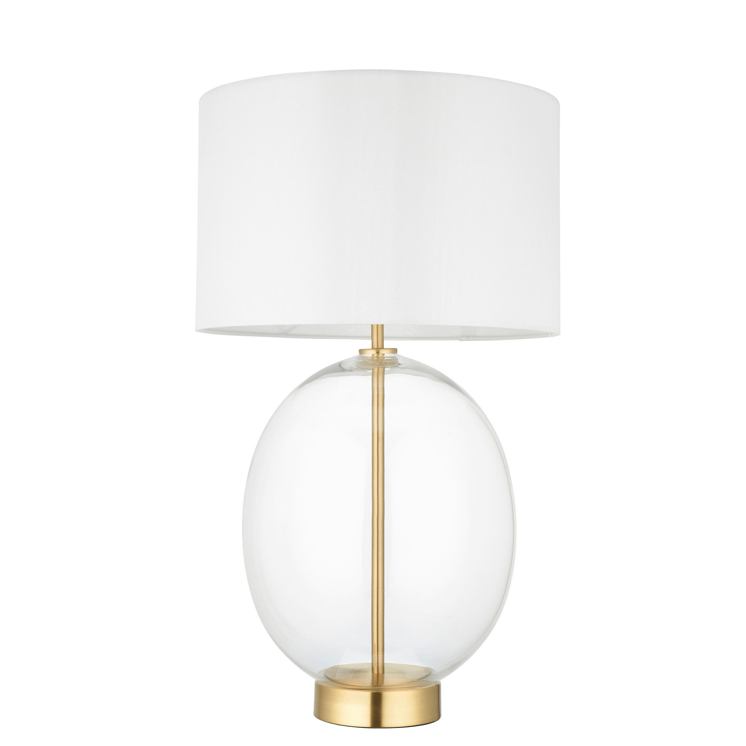 TISCHLEUCHTE Endon Kelda Oval 35/57.8 cm   - Klar/Weiß, KONVENTIONELL, Glas/Textil (35/57.8cm) - ENDON