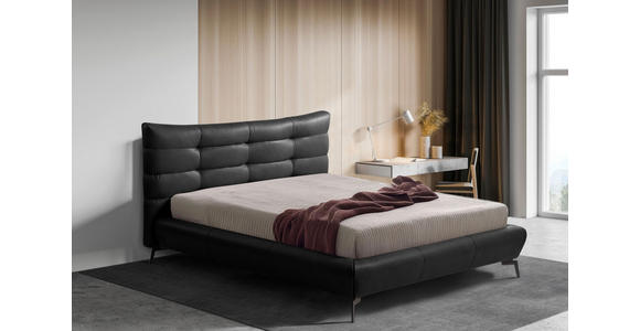 POLSTERBETT 180/200 cm,  in Anthrazit, gepolstertes Kopfteil,  - Anthrazit/Schwarz, Design, Leder/Metall (180/200cm) - Esposa