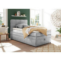 BOXSPRINGBETT 120/200 cm,  in Silberfarben, Topper, Bettkasten, Matratze, H2 = mittel  - Silberfarben, KONVENTIONELL, Kunststoff (120/200cm) - MID.YOU